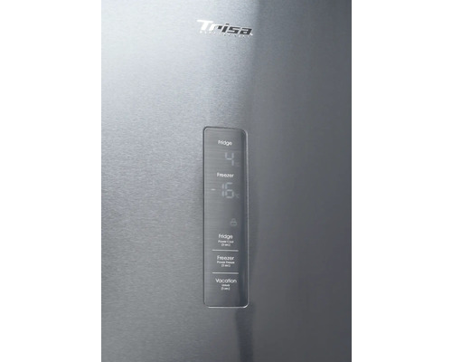 Trisa Logo und Digitalanzeige für Kühl- und Gefrierschranktemperatur