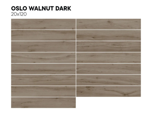 Carreaux aspect bois, Oslo Walnut Dark, 20x120 cm