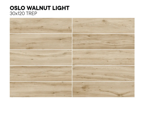 Carreaux imitation bois en noyer clair, format 30x120 cm