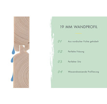 19 mm Wandprofil aus gehobelter nordischer Fichte mit wasserabweisender Profilierung