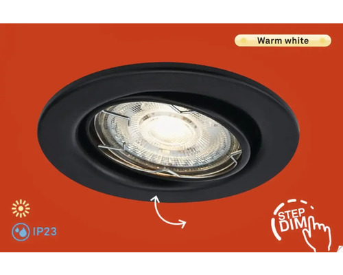 Éclairage à encastrer à intensité lumineuse variable à 3 niveaux 1 x GU10 4,7 W noir