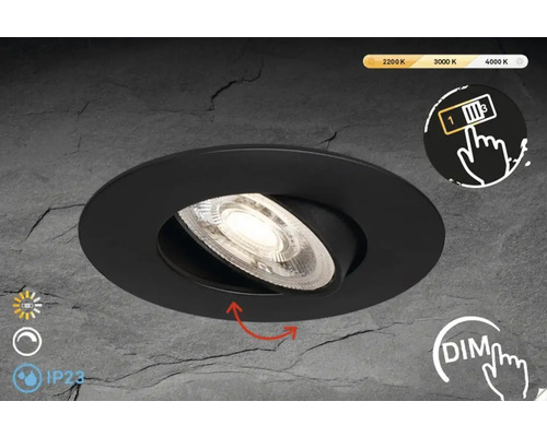 Schwenkbarer Deckeneinbaustrahler mit Dimmfunktion und Schutzart IP23