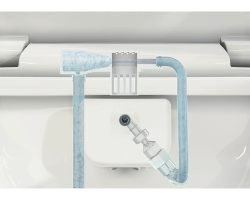 Vue détaillée d''une chasse d''eau avec écoulement d''eau