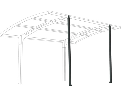 Illustration d''un carport avec une structure de toit incurvée et des piliers de soutien