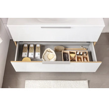 Lavabo en marbre moulé avec meuble bas FACKELMANN B.brillant lxhxp 100.1x57.2x50 cm chêne noueux blanc