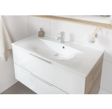 Lavabo en marbre moulé avec meuble bas FACKELMANN B.brillant lxhxp 100.1x57.2x50 cm chêne noueux blanc