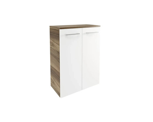 Armoire midi FACKELMANN Verona lxhxp 60.2x82.6x32 cm noyer blanc haute brillance