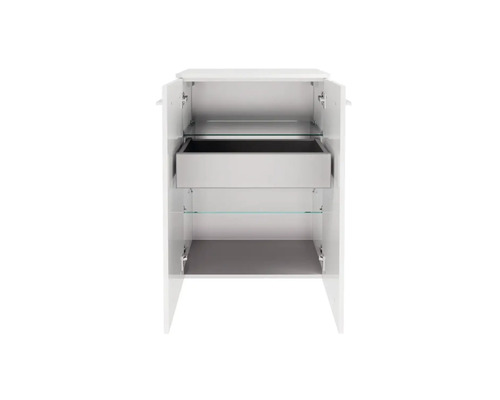 Offener Badezimmer-Waschbeckenunterschrank mit Schublade und Glasböden