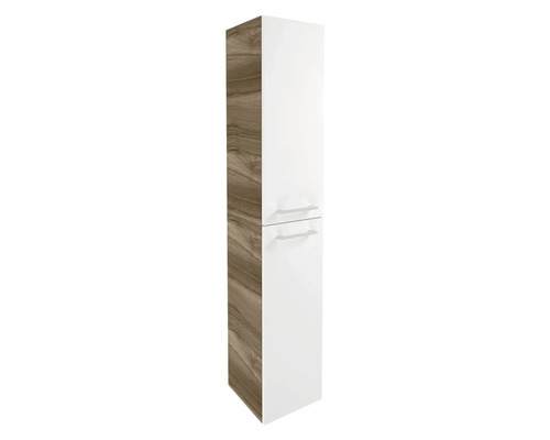 Hochschrank FACKELMANN Verona rechts BxHxT 30x162x31.8 cm Frontfarbe weiss - Korpusfarbe nussbaum 73181