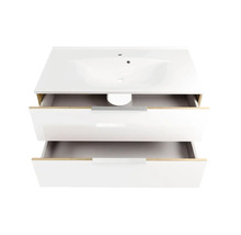 Lavabo en marbre moulé avec meuble bas FACKELMANN B.brillant lxhxp 100.1x57.2x50 cm chêne noueux blanc