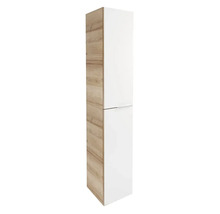 Hochschrank mit Holzeffekt und weißer Tür