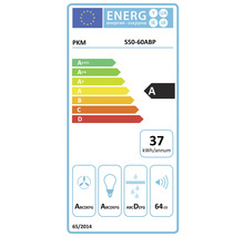 Energielabel PKM S50-60ABP, Energieeffizienzklasse A, Stromverbrauch 37 kWh pro Jahr, Geräuschemission 64 Dezibel