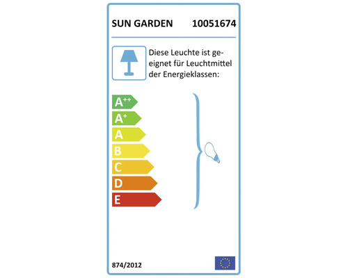 Energielabel für Leuchten, geeignet für Leuchtmittel der Energieklassen A++ bis E