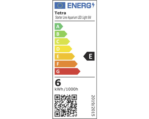 Étiquette énergétique pour la lampe LED d''aquarium Tetra Starter Line 6 watts