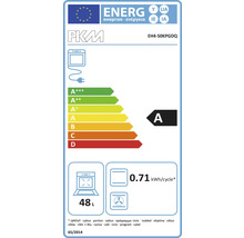 Étiquette énergétique pour four PKM EH4-50KPGDQ, classe d''efficacité énergétique A, consommation électrique 0,71 kWh par cycle, volume 48 litres