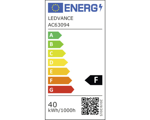 Étiquette énergie LEDVANCE AC63094 avec classe d’efficacité énergétique F