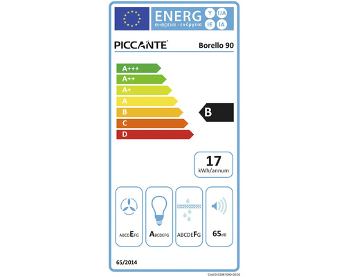 Piccante Borello 90 Energielabel mit Energieeffizienzklasse B