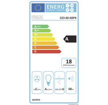 Étiquette énergétique PKM S23-60 ABPX avec classe d''efficacité énergétique A, une consommation énergétique annuelle de 18 kWh et un niveau sonore de 68 décibels