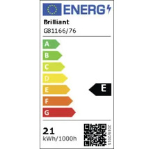 Étiquette énergétique de la marque Brilliant avec la classe d'efficacité énergétique E