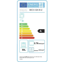 Étiquette énergétique pour four PKM BIC3 I-GK-IX-2 avec classe d'efficacité énergétique A, volume de 59 litres et 0.76 kilowattheure par cycle
