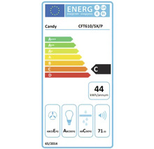 Candy Energielabel CFT610/5X/P mit Energieeffizienzklasse C, jährlichem Energieverbrauch von 44 kWh und Lautstärkepegel von 71 dB