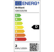 Energielabel der Marke Brilliant, Energieeffizienzklasse D