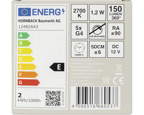 Energielabel mit Informationen zu Energieeffizienz und Produktdetails
