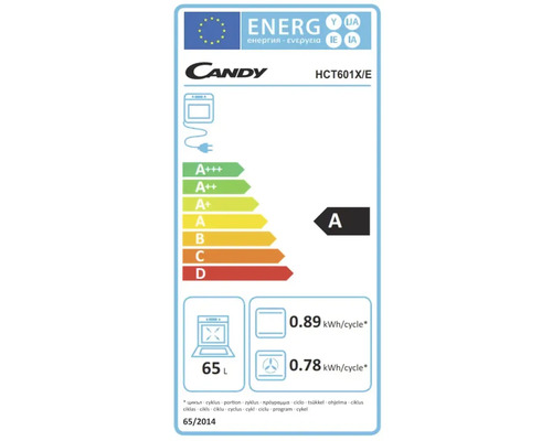 Étiquette énergétique Candy avec classe d'efficacité énergétique A
