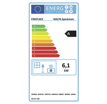 Étiquette énergétique pour poêle de cheminée Malta Speckstein avec classe d'efficacité énergétique A et 6,1 kilowatts