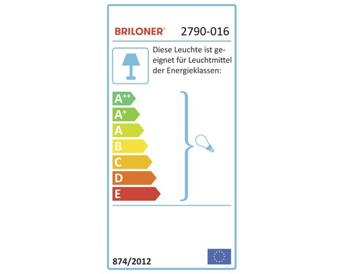 Logo Briloner. Étiquette de classes d''efficacité énergétique A++ à E.
