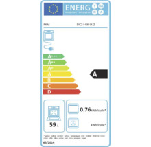 Étiquette énergétique pour four PKM BIC3 I-GK-IX-2, classe d'efficacité énergétique A, consommation 0.76 kWh par cycle, volume 59 litres