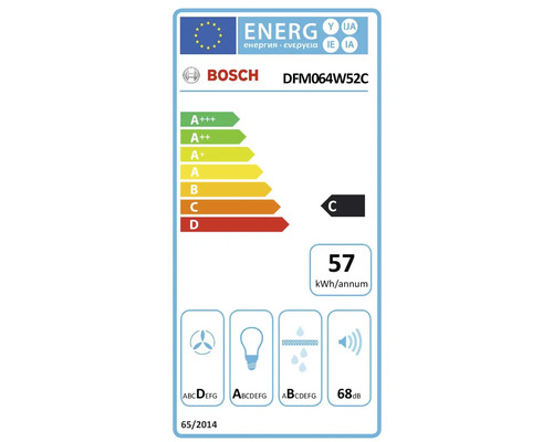 Étiquette énergétique pour hotte aspirante Bosch DFM064W52C