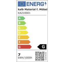EU-Energielabel für kalb Material für Möbel KA210001, Energieeffizienzklasse G, Energieverbrauch 7 Kilowattstunden pro 1000 Stunden.