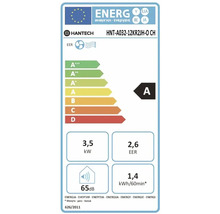 Energielabel für Hantech HNT-A032-12KR2JH-O CH, Energieeffizienzklasse A, 3,5 Kilowatt, 65 Dezibel, 1,4 Kilowattstunden pro 60 Minuten.