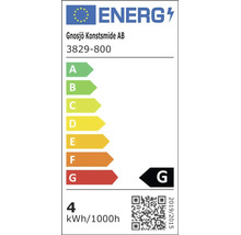 EU-Energielabel für Gnosjö Konstsmide AB 3829-800, Energieeffizienzklasse G, 4 Kilowattstunden pro 1000 Stunden.