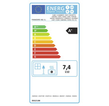 EU-Energielabel für Panadero Kaminöfen mit Energieeffizienzklasse A plus und einer Leistung von 7,4 Kilowatt.