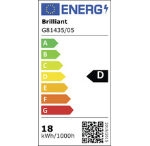 EU Energielabel für Brilliant G81435/05, Energieeffizienzklasse D, Energieverbrauch 18 kWh pro 1000 Stunden.