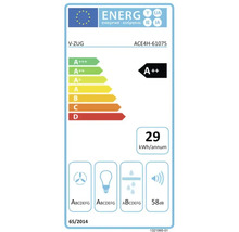 Étiquette énergie UE pour V-ZUG ACE4H-61075 : classe d efficacité énergétique A plus plus, 29 kilowatt-heures par an, 58 décibels.
