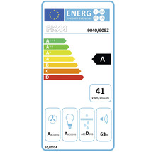 Label d efficacite energetique UE pour hotte aspirante PKM 9040/90BZ avec classe energetique A et 41 kilowattheures par an.