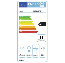 EU Energieeffizienzlabel fuer Dunstabzugshaube PKM S3-90ABTZ mit Energieeffizienzklasse A und 39 Kilowattstunden pro Jahr