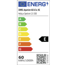 EU Energieeffizienzlabel fuer Juwel Aquarium HeliaLux Spectrum 2.0 1500 mit Klasse E und Stromverbrauch 60 Kilowattstunden pro 1000 Stunden