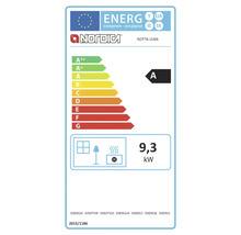 Étiquette énergie La Nordica Isotta Lean avec classe A et puissance calorifique de 9,3 kilowatts.