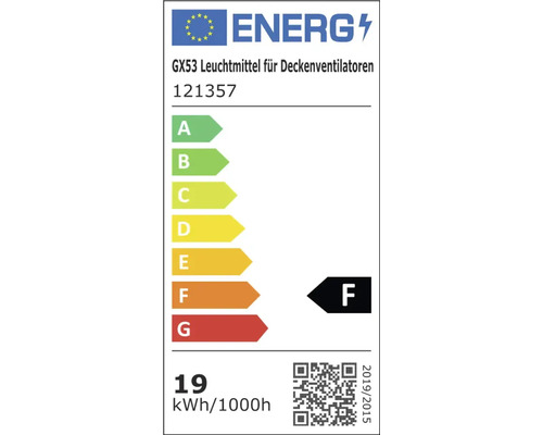 Energielabel für GX53 Leuchtmittel für Deckenventilatoren