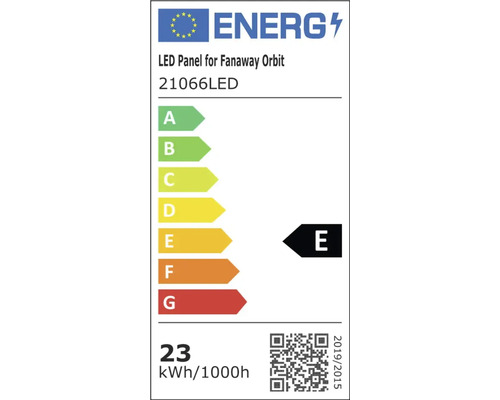 Energielabel für LED Panel Fanaway Orbit, 21066LED, Energieeffizienzklasse E