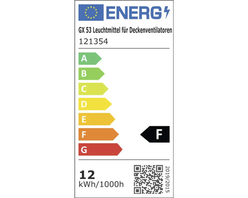 Étiquette énergétique GX 53, agent lumineux pour ventilateurs de plafond