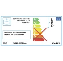 Étiquette énergétique du luminaire avec lampes LED intégrées non remplaçables