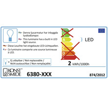 Étiquette énergétique avec des informations sur les sources lumineuses LED intégrées et la lampe non remplaçable, marque Konstsmide