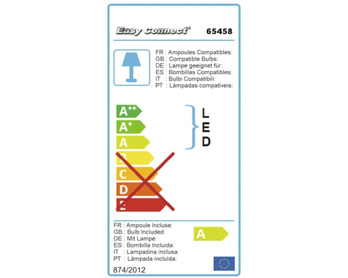 Étiquette énergétique pour les luminaires indiquant la classe d''efficacité énergétique A