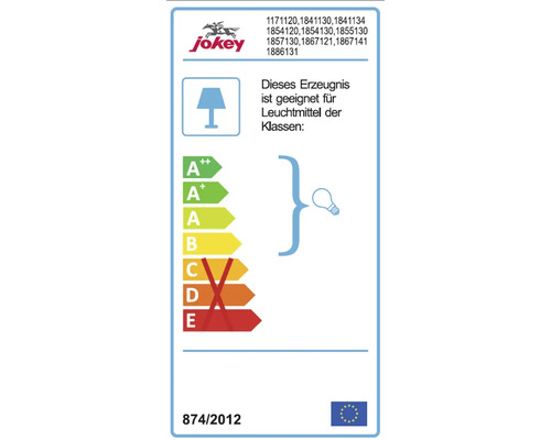Jokey Logo. Energieeffizienzlabel mit Klassen von A++ bis E.