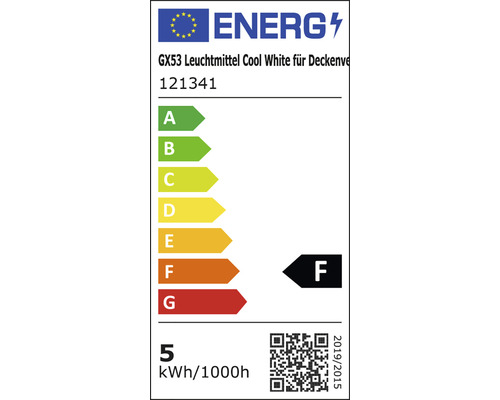 Energielabel für GX53 Leuchtmittel Cool White für Deckenverkleidungen